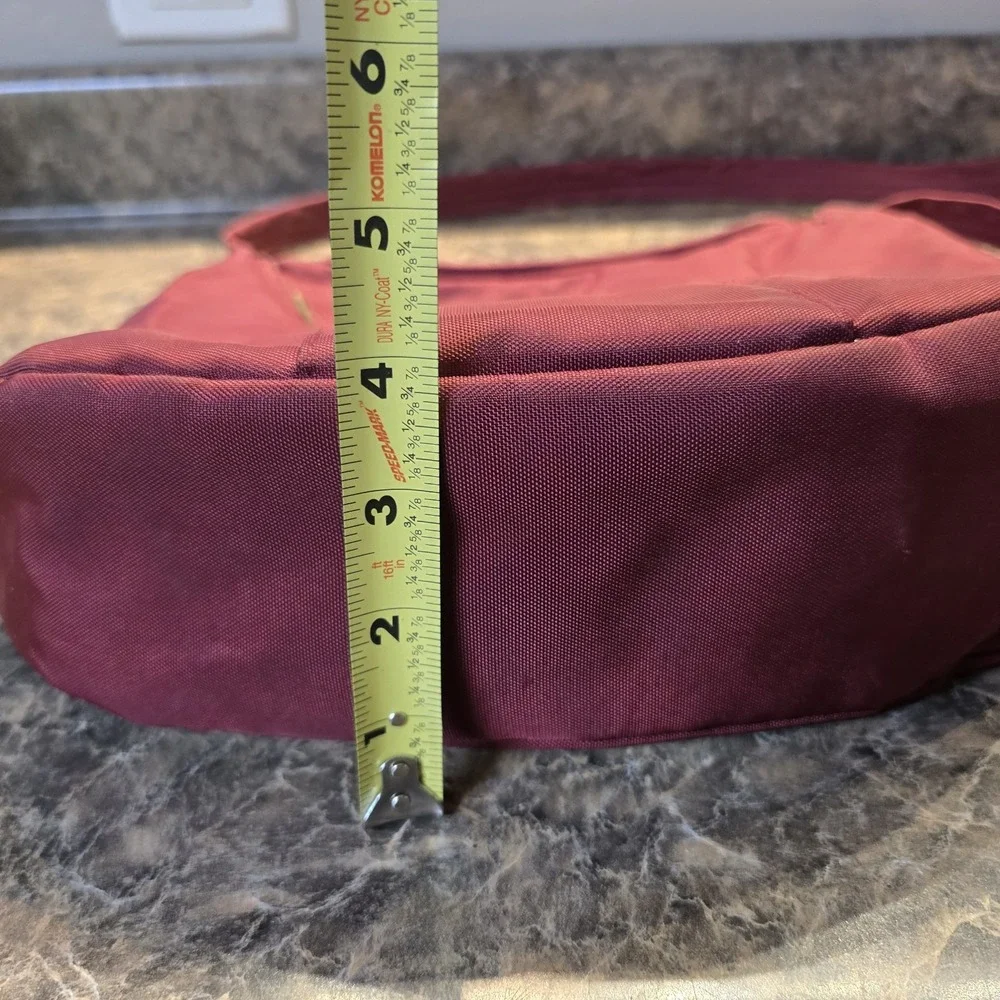 Travelon Anti-Theft Burgundy Round Hobo Bag ‎ Purse